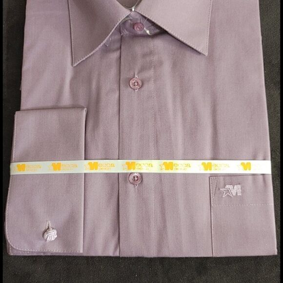 MEN'S MECCA GOLD SOLID PLUM DRESS SHIRT - Picture 4 of 4